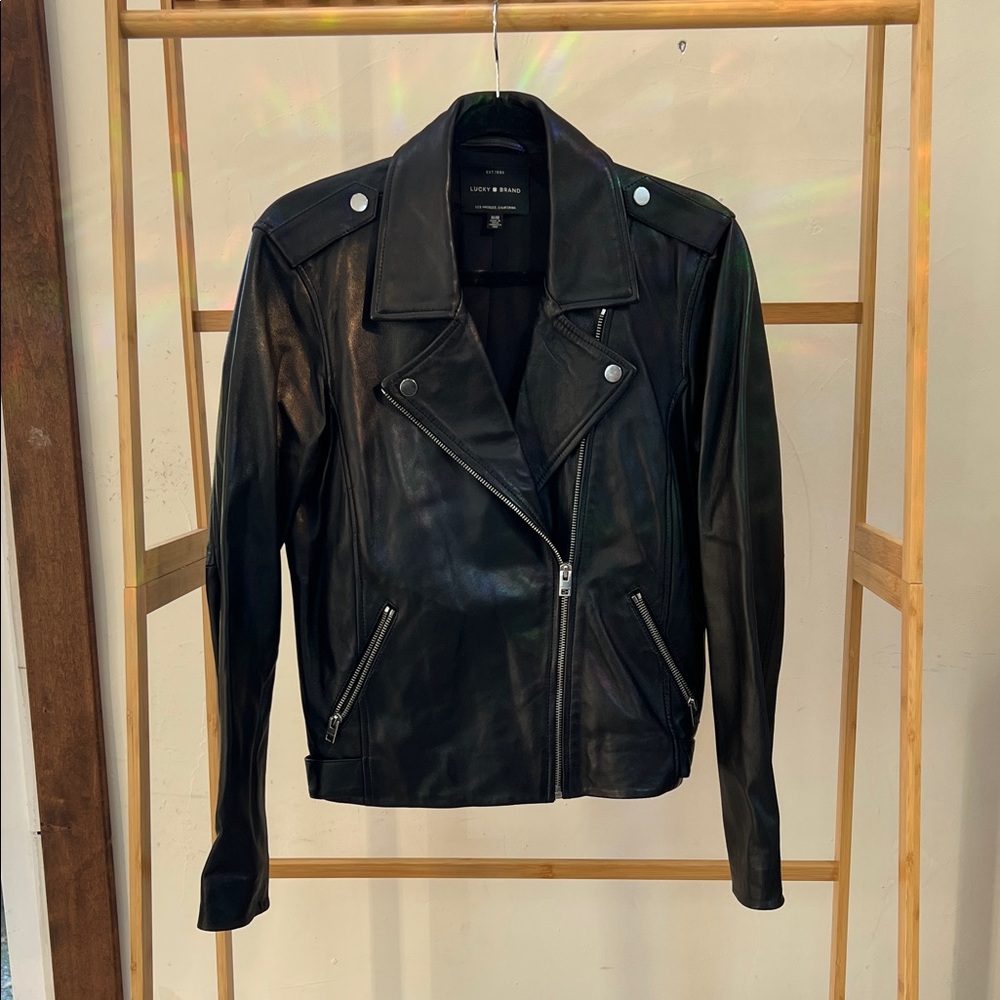 Lucky Brand Black Leather Moto Jacket